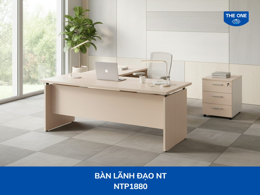 Bàn lãnh đạo kích thước sản phẩm: W1880 x D1600 x H760mm - Màu L2/L4/M12/M14 (hồng nhạt, kem nhạt, xám nâu, vàng kem).
