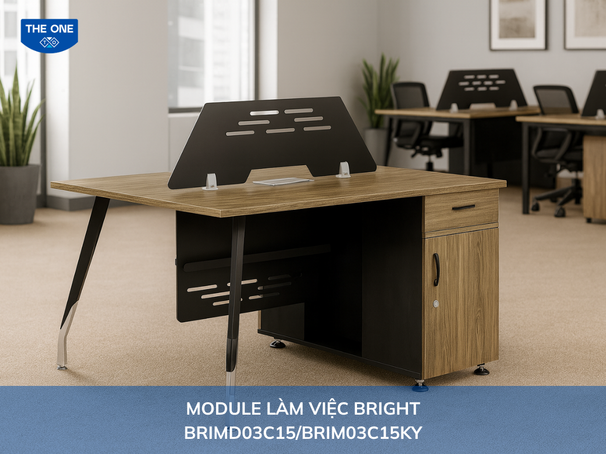 Bàn văn phòng BRIMD03C15/BRIMD03C15KY - W1200 x D1200 x H750-1070mm, màu nâu vàng.