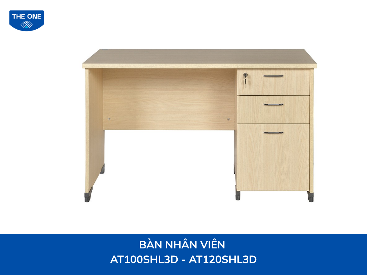 Bàn nhân viên hộc liền W1000 x D600 x H750mm, màu M34 (vàng đậm, be sẫm).