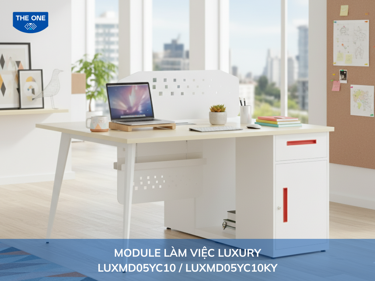 Bàn được kê ở vị trí thông thoáng, tối ưu hóa sự thoải mái và tập trung cho người làm việc