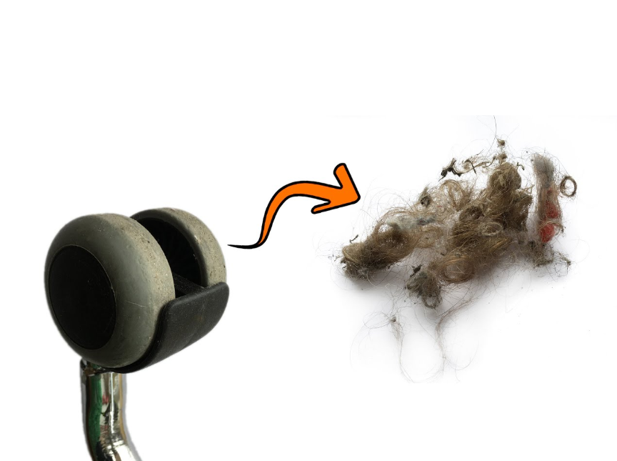 Lâu ngày, bụi bẩn sẽ bám chặt vào bánh xe ghế công thái học.