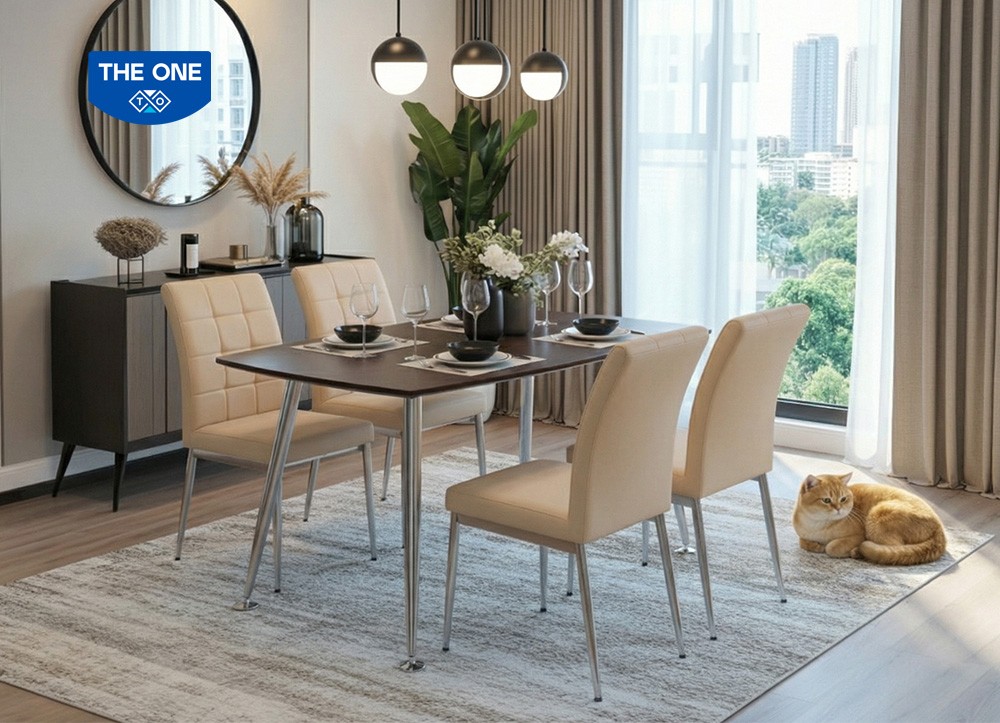 BÀN GHẾ ĂN KHUNG THÉP THE ONE 
B68 - G68 Veneer