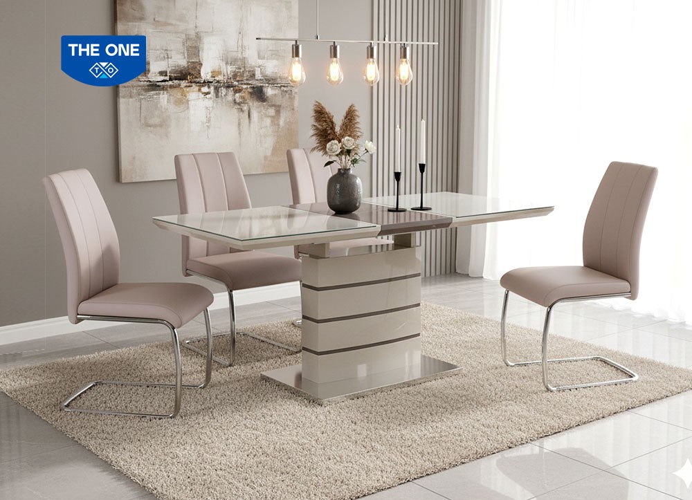 BÀN GHẾ ĂN GỖ SƠN HIGH GLOSSY THE ONE 
BA124 /GA124