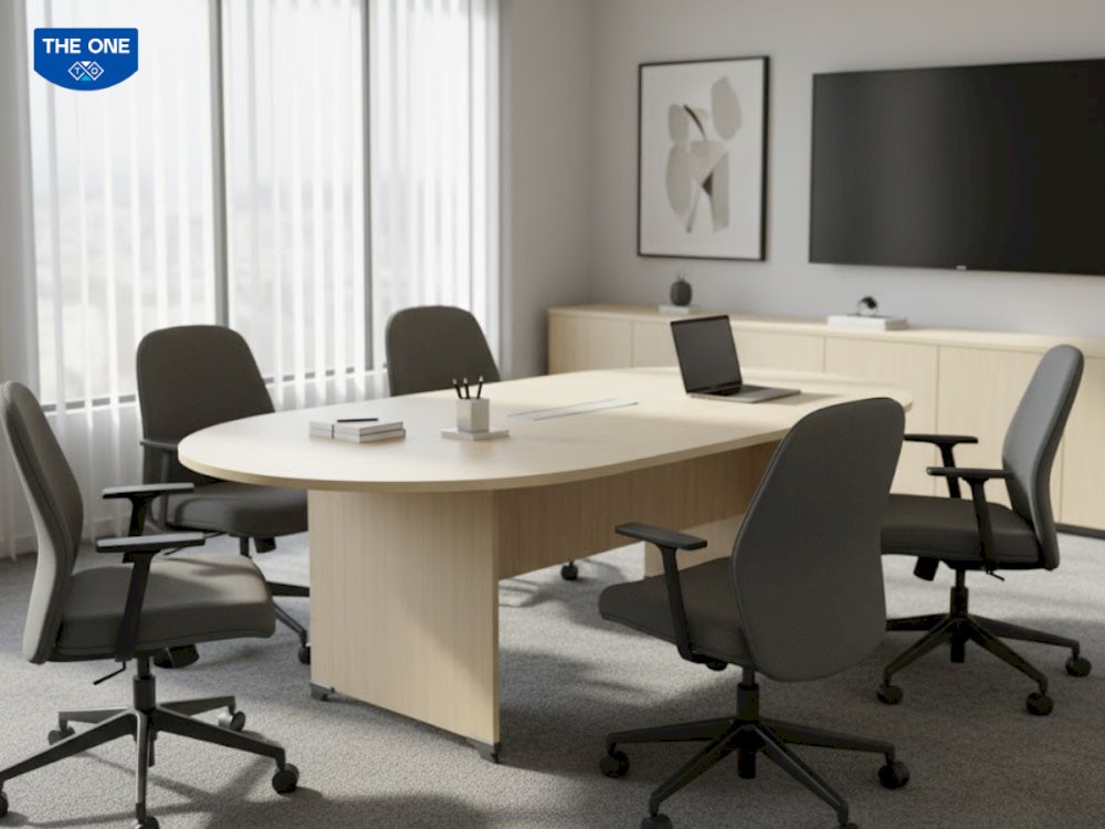 Bàn họp hình oval thích hợp cho phòng họp nhóm nhỏ, giúp mọi người dễ dàng tương tác với mức giá từ 1tr
