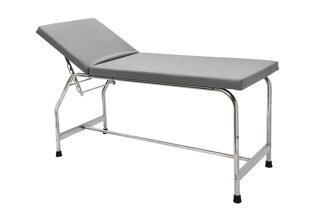  Mã sản phẩm  Thông tin sản phẩm  Hình ảnh sản phẩm  Bàn khám bệnh 3 phần BKB01  Bàn khám bệnh được làm hoàn toàn bằng khung Inox, đệm chia làm 3 phần: đầu, thân và chân.  Phần đầu và chân có thể điều chỉnh nâng hạ linh hoạt, kích thước W2000 x D650 x H800 mm.       Bàn khám bệnh 2 phần BKB02