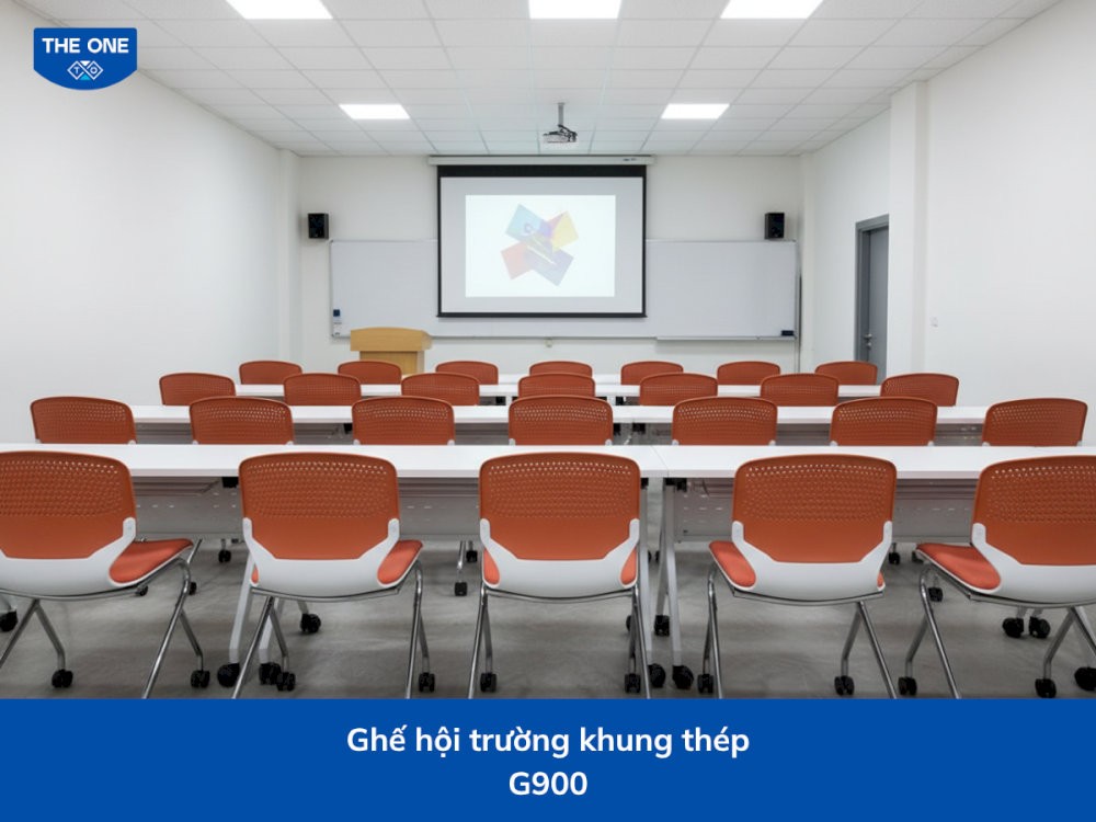 Ghế hội trường The One có chân gắn bánh xe dễ dàng di chuyển.