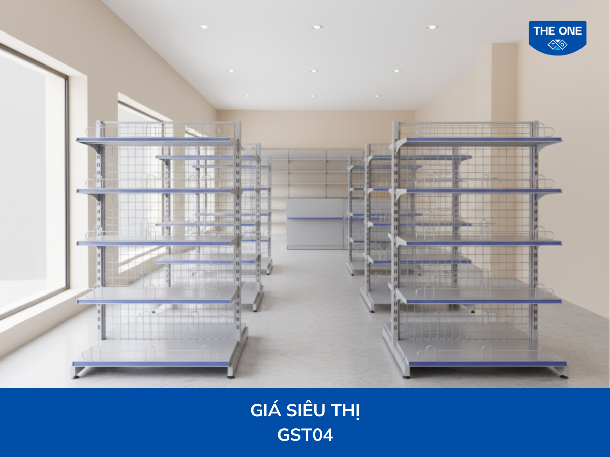 Giá kệ siêu thị GST04 của Nội thất The One có giá dao động từ khoảng 2.440.000 VNĐ đến hơn 4.600.000 VNĐ tùy thuộc vào đại lý phân phối, chi phí vận chuyển và thời điểm mua hàng.