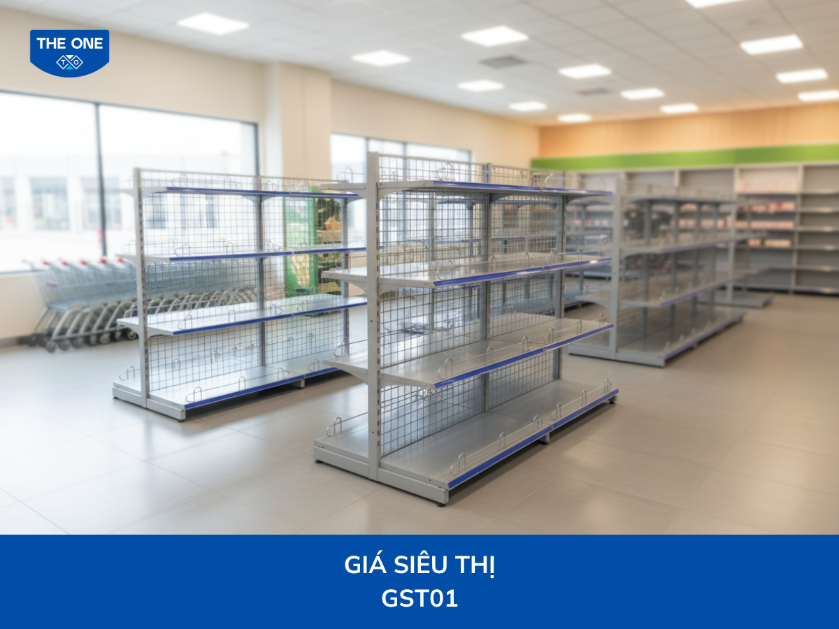 Giá kệ siêu thị GST01 của Nội thất The One hiện nay có giá tham khảo dao động từ 2.700.000VNĐ đến hơn 3.000.000VNĐ