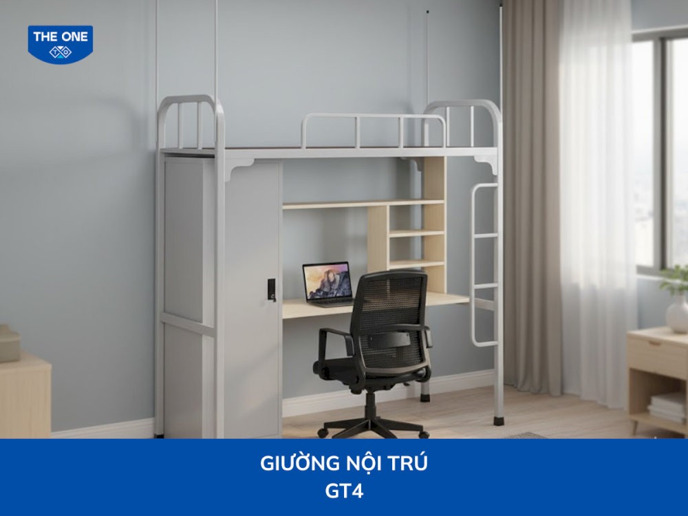  Giường tầng kết hợp kệ sách vừa là nơi nghỉ ngơi, vừa là nơi làm việc.