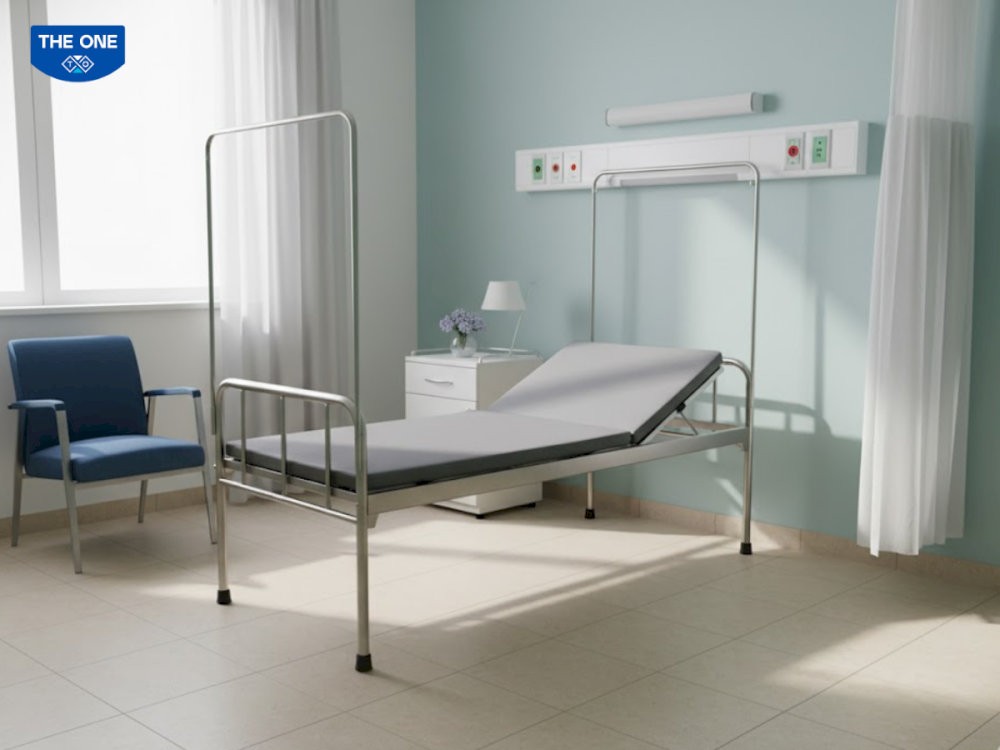 Giường y tế trang bị cơ cấu nâng hạ đầu giường hỗ trợ bệnh nhân.