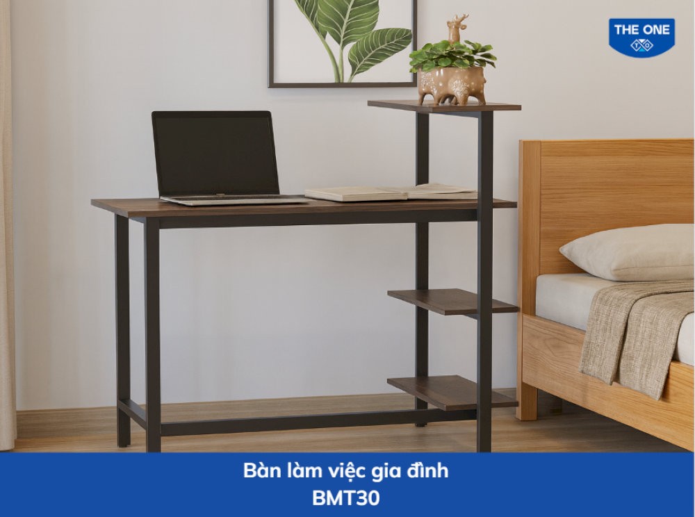 Bàn làm việc gia đình từ Nội thất The One được thiết kế vừa vặn, linh hoạt và dễ dàng đồng bộ với nội thất phòng ngủ dao động 300.000 VNĐ - 2.000.000 VNĐ