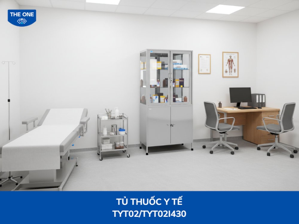 Tủ thuốc y tế The One được làm từ chất liệu inox 201/304 cao cấp, đảm bảo độ bền và vệ sinh.