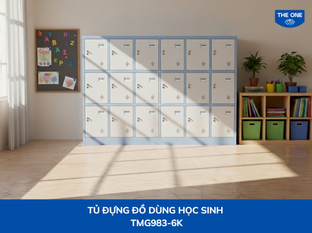  Tủ locker cá nhân giúp học sinh lưu trữ cặp sách, sách vở và đồ dùng học tập để không gian lớp học thêm gọn gàng, ngăn nắp. 