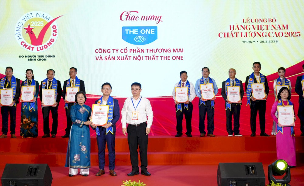 Nội thất The One nhận Chứng nhận “Hàng Việt Nam chất lượng cao” do người tiêu dùng bình chọn năm 2025.