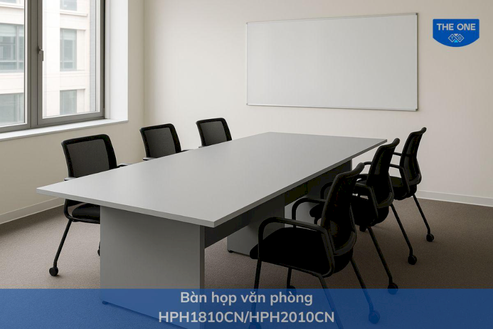 Bàn họp HPH1810CN/HPH2010CN/HPH2412CN có 2 lựa chọn màu sắc là M23 và M24, chiều dài mặt bàn từ 1.8m - 2.4m