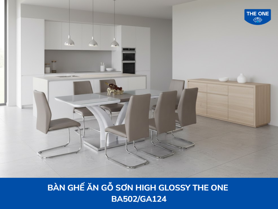 Nội thất phòng ăn The One bàn ghế gỗ ăn sơn High Glossy The One