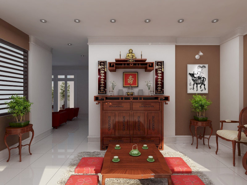Thay vì để trong phòng ngủ, di ảnh người đã khuất phải được đặt trên bàn thờ trong phòng khách hoặc phòng thờ (Nguồn ảnh: Internet)