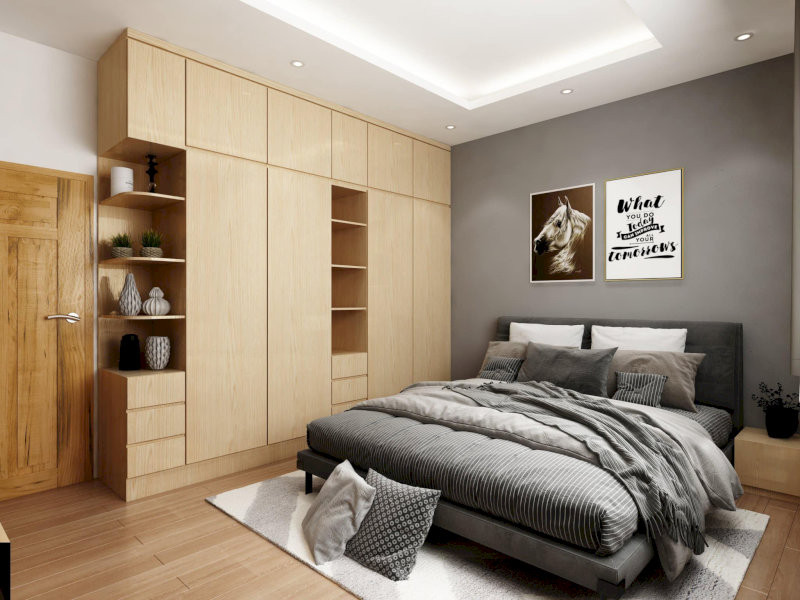 Gia chủ nên kê đầu giường sát vào tường, không có cửa sổ hoặc cửa ra vào để tạo thế tựa lưng vững chãi (Nguồn ảnh: Internet)