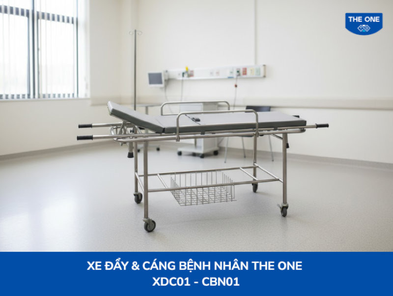 Xe đẩy kết hợp cáng dùng để vận chuyển bệnh nhân an toàn, linh hoạt giữa các phòng chức năng, cấp cứu giúp tối ưu hóa công tác di chuyển bệnh nhân nặng.