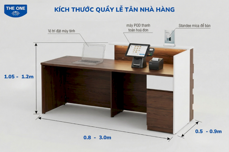 Kích thước quầy lễ tân nhà hàng