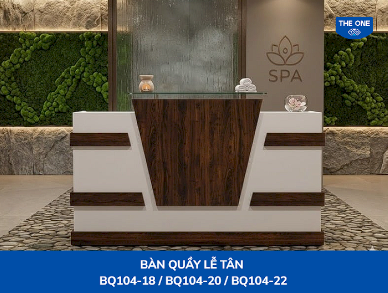Mẫu quầy lễ tân chữ I mang lại cảm giác tinh tế, nâng tầm không gian spa thư giãn