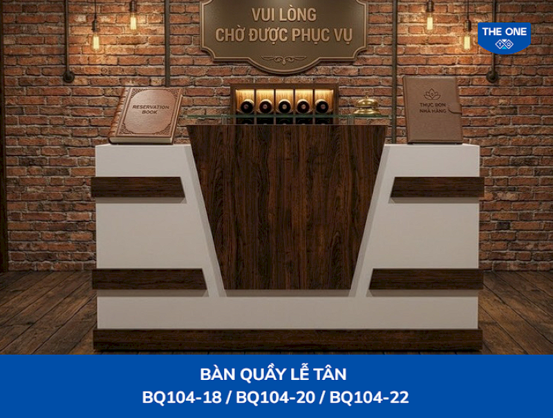 Quầy lễ tân tạo điểm nhấn chuyên nghiệp cho khu vực đón khách nhà hàng
