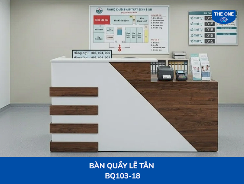 Phong cách tối giản của mẫu quầy lễ tân chữ l phù hợp xu hướng nội thất hiện đại