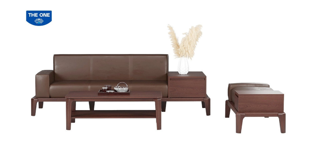 Bộ sofa phòng khách The One SF509 gỗ tự nhiên kết hợp veneer và đệm tựa bọc PVC cao cấp