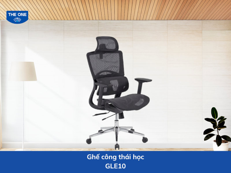 Ghế công thái học kích thước: W650 x D670-895 x H1160-1290 mm - Màu sắc: Đen