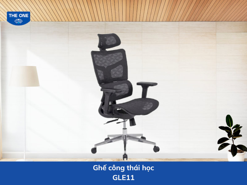 Ghế công thái học kích thước: W640 x D640-1000 x H1190-1300 mm - Màu sắc: Đen