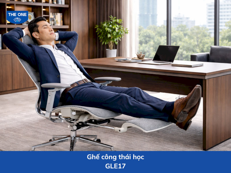 Ghế công thái học kích thước: W690 x D690-1480 x H1195-1315 mm - Màu sắc: Ghi