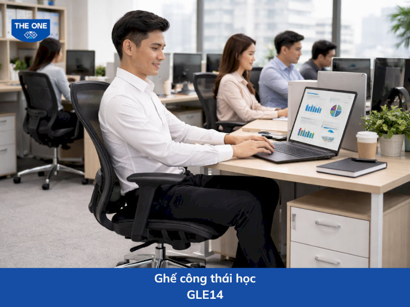 Ghế công thái học kích thước: W690 x D690-1480 x H1195-1315 (mm) - Màu sắc: Đen