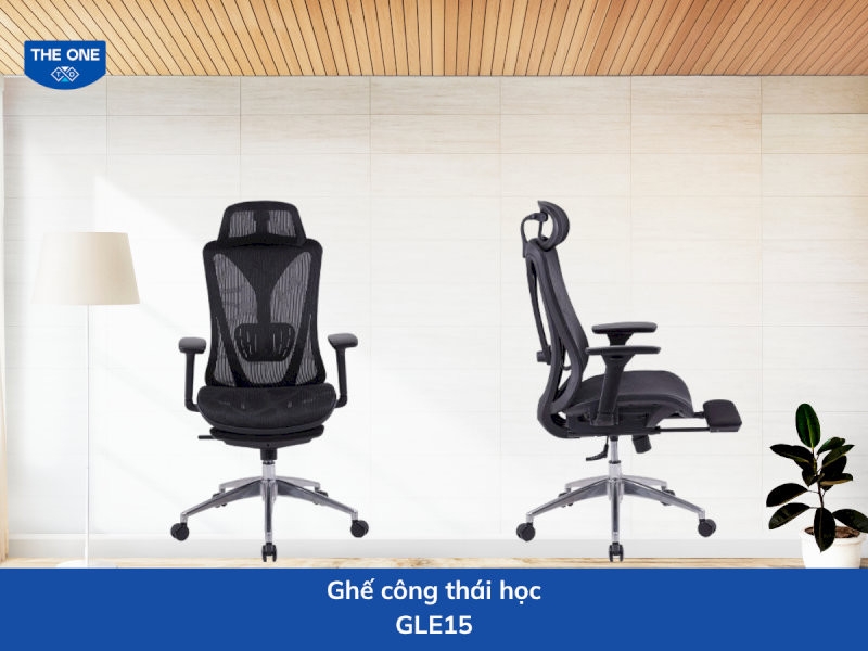 Ghế công thái học kích thước: W630 x D600-1200 x H1280-1330 mm - Màu sắc: Đen