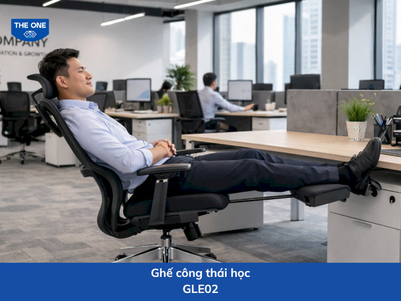 Ghế công thái học kích thước: W640 x D610-1300 x H1120-1300 mm - Màu sắc: Đen