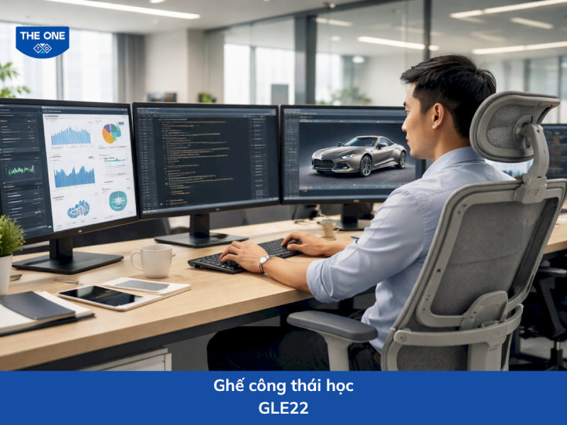 Ghế công thái học kích thước: W640 x D615-1320 x H1155-1320 mm - Màu sắc: Ghi