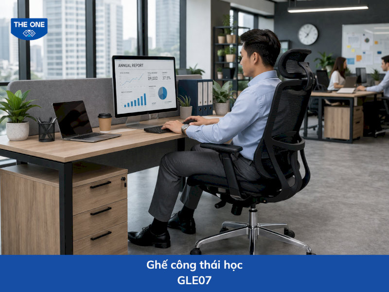Ghế công thái học kích thước: W670 x D680-900 x H1050-1130 mm - Màu sắc: Đen