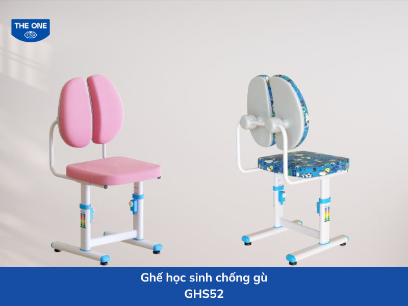 Ghế học sinh kích thước: W380 x D475 x H1:370 - 460 H2: 760-850 mm - Màu sắc: Xanh dương, hồng