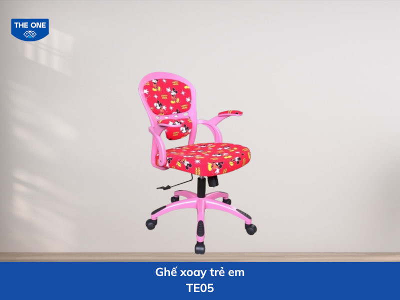 Ghế xoay trẻ em kích thước: W600 x D550 x H970 - 1090 mm - Màu sắc: Hồng