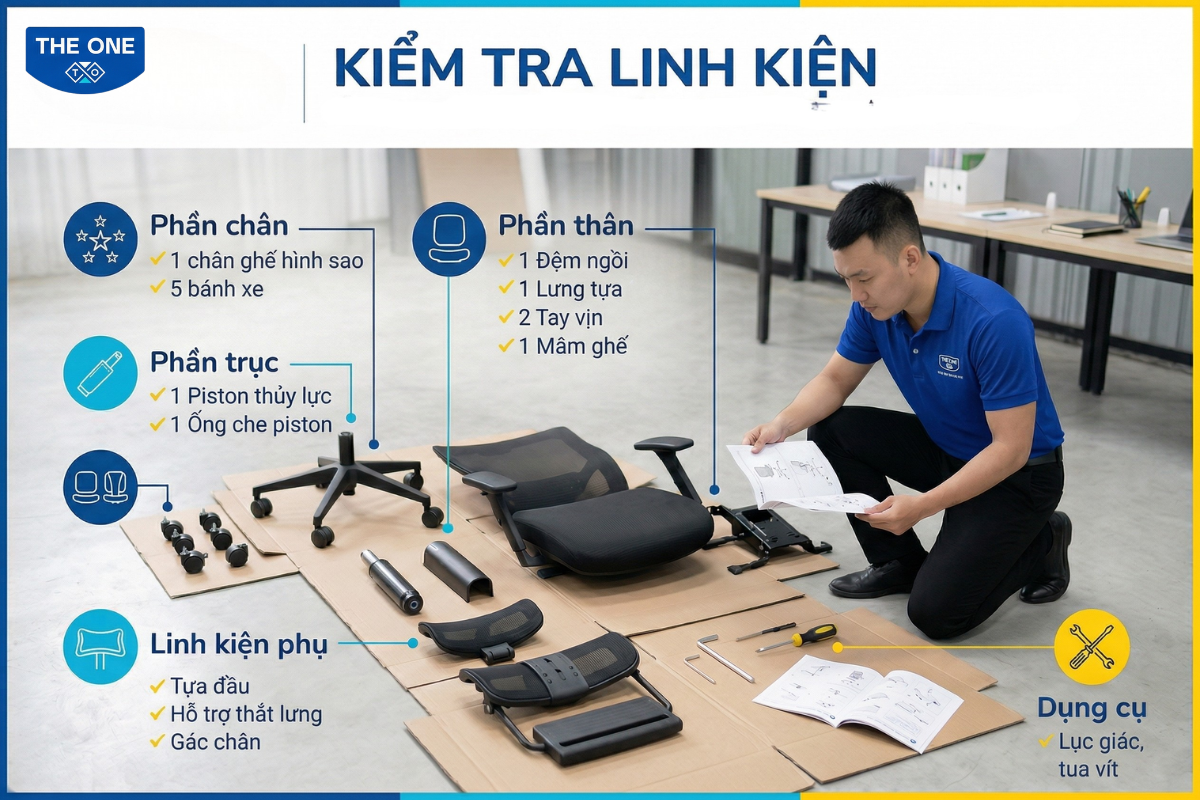 Kiểm tra lại các linh kiện và chuẩn bị đầy đủ dụng cụ trước khi lắp đặt