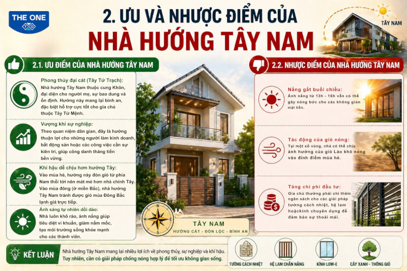 Ưu tiên thiết kế thông thoáng gió và nội thất tối giản cho nhà hướng Tây Nam