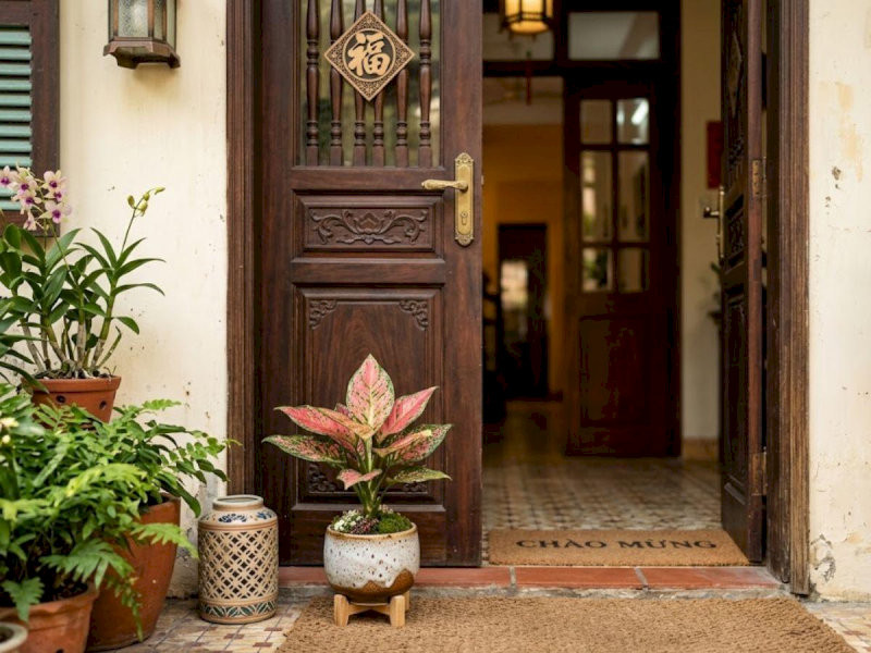 Đặt Cây Vạn Lộc ở trước cửa ra vào giúp gia chủ thu hút may mắn và tạo nhiều cơ hội kiếm tiền
