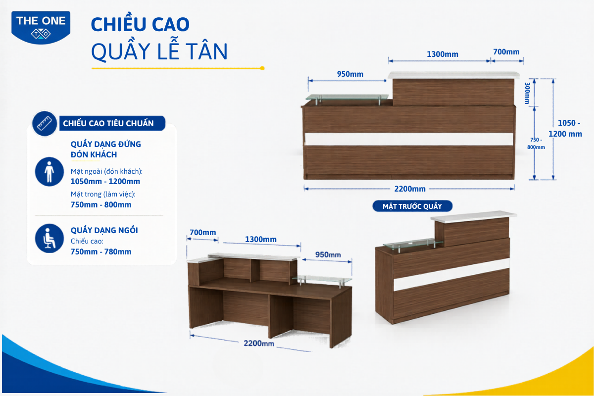chiều cao quầy lễ tân - Chiều cao quầy lễ tân tiêu chuẩn