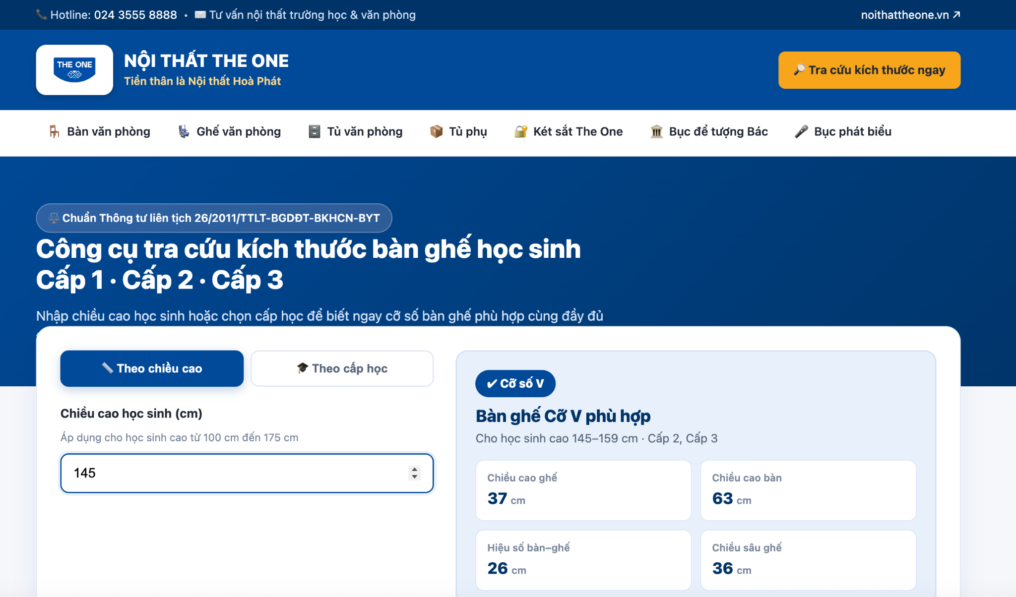 kích thước bàn ghế học sinh cấp 2