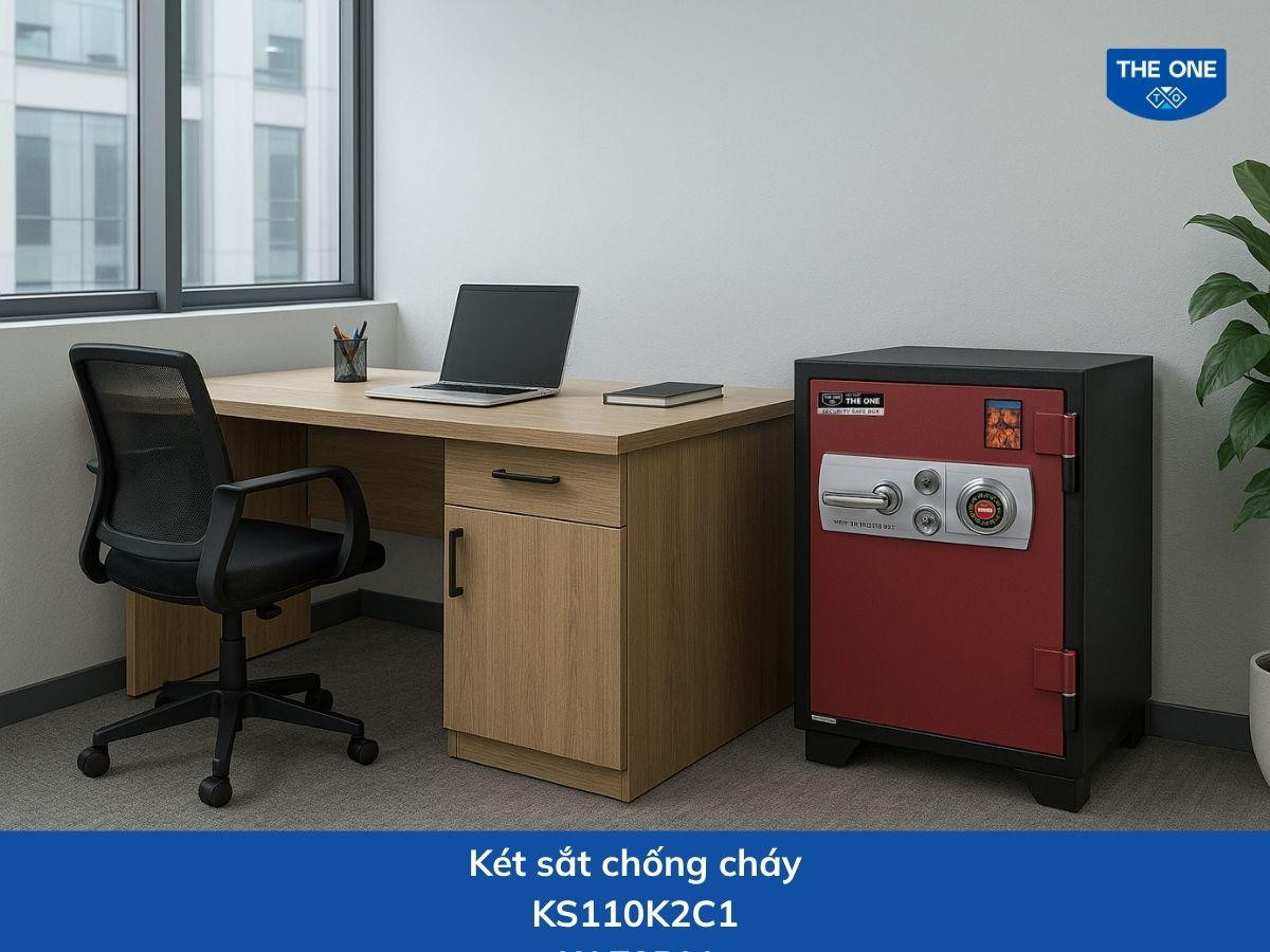 Két sắt KS110K2C1 có kích thước Rộng 481mm × Sâu 558mm × Cao 677mm