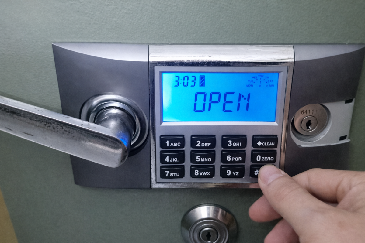 mật khẩu két sắt mặc định - Màn hình két điện tử hiện OPEN – tín hiệu mở mật khẩu mặc định thành công