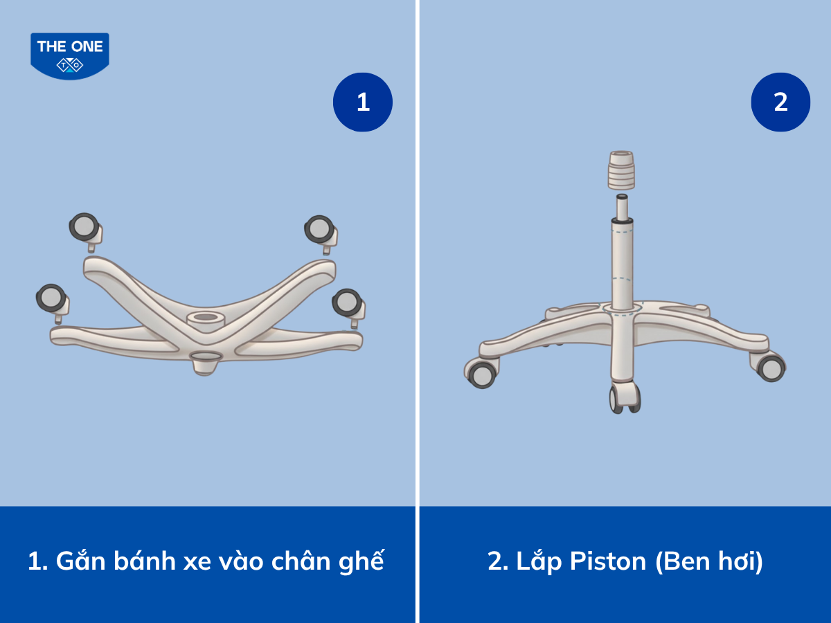 Các bước lắp chân ghế xoay lưới