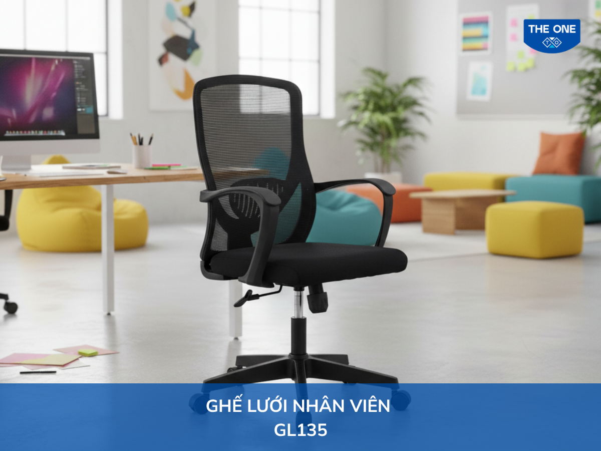 Ghế lưới nhân viên GL135 thiết kế tối giản dễ lắp ráp