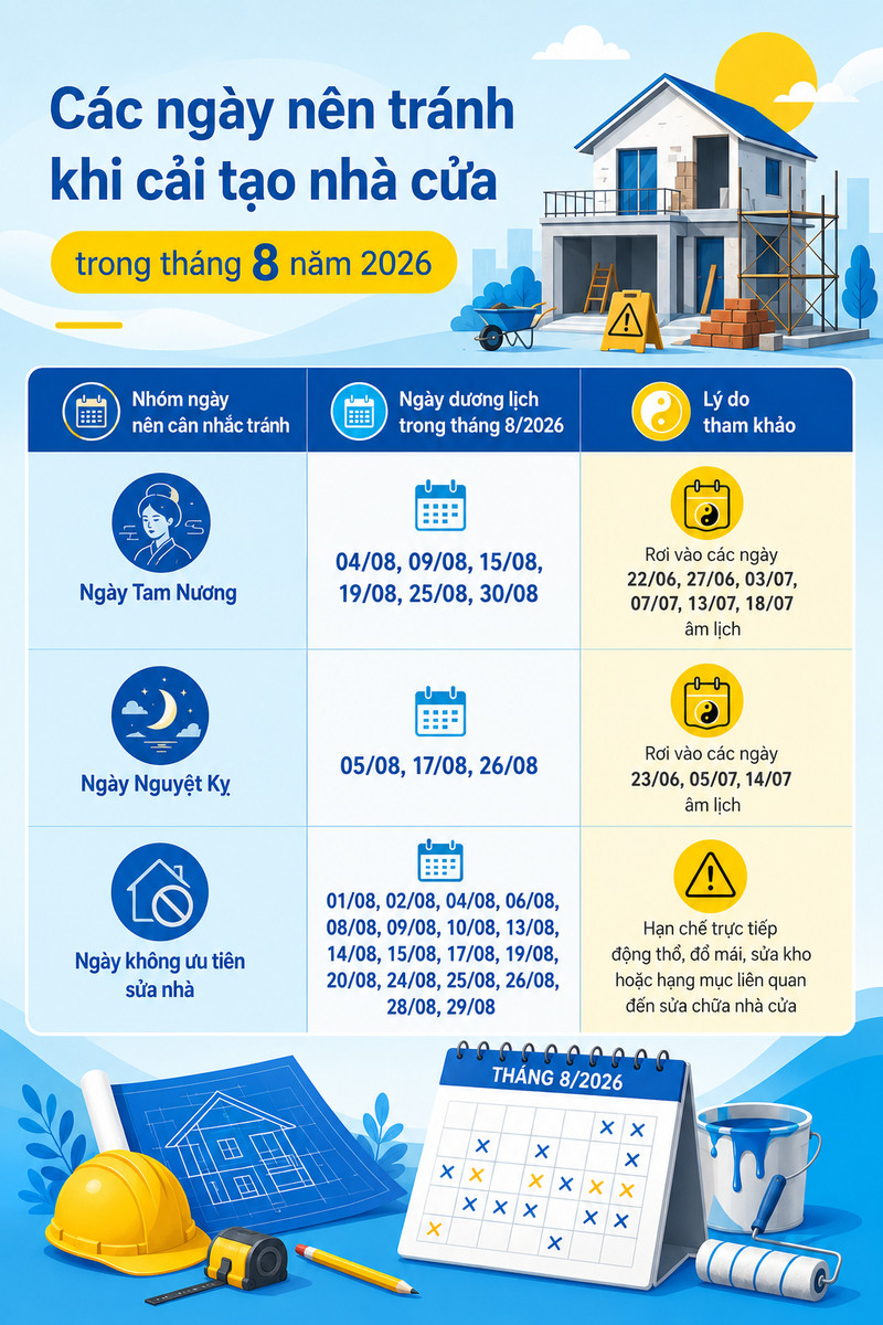 Ngày tốt sửa nhà tháng 8 năm 2026 kèm giờ theo lịch Cát Tường - hình minh hoạ 2