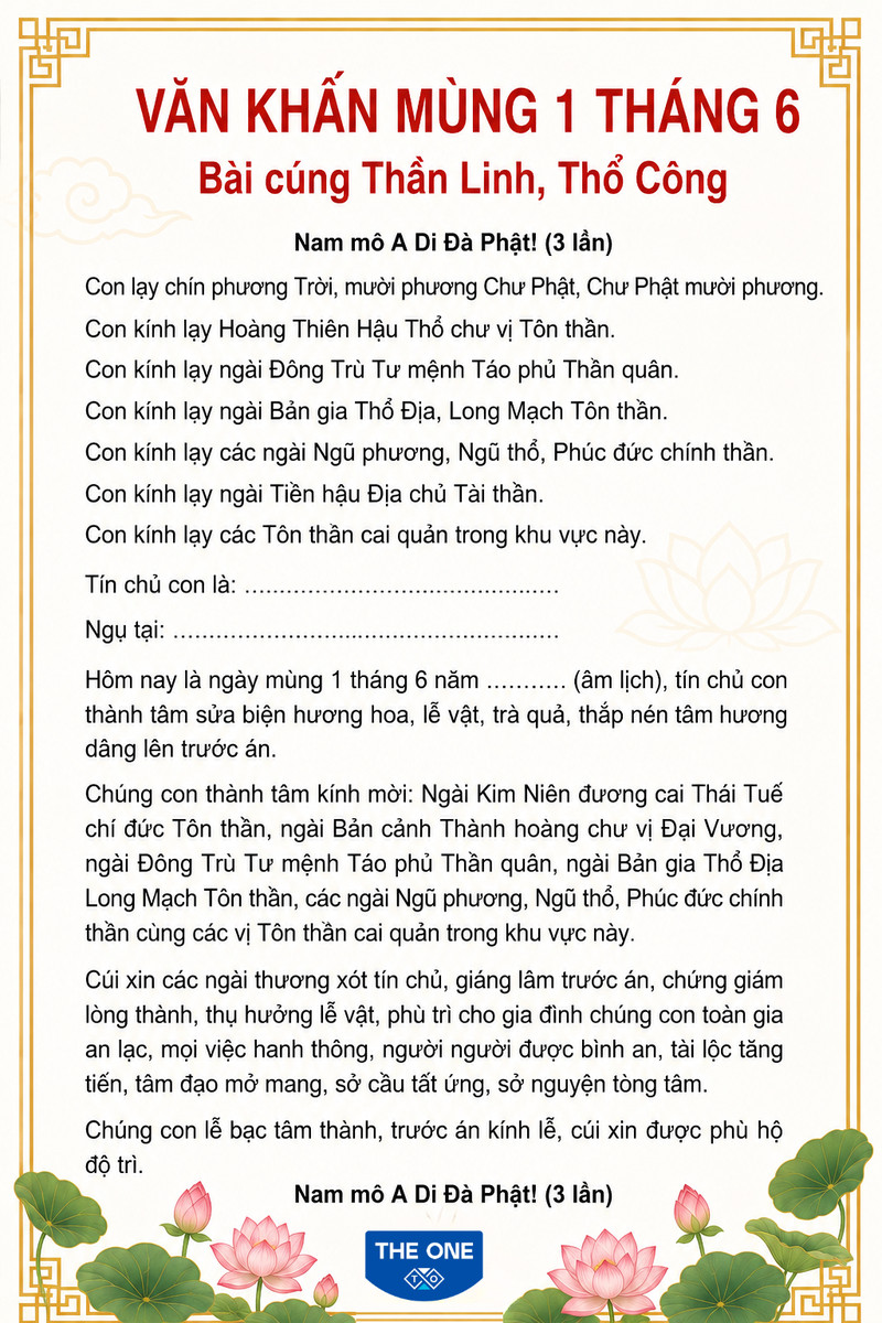 4 mẫu văn khấn mùng 1 tháng 6 thần linh, Thần Tài, gia tiên - hình minh hoạ 1