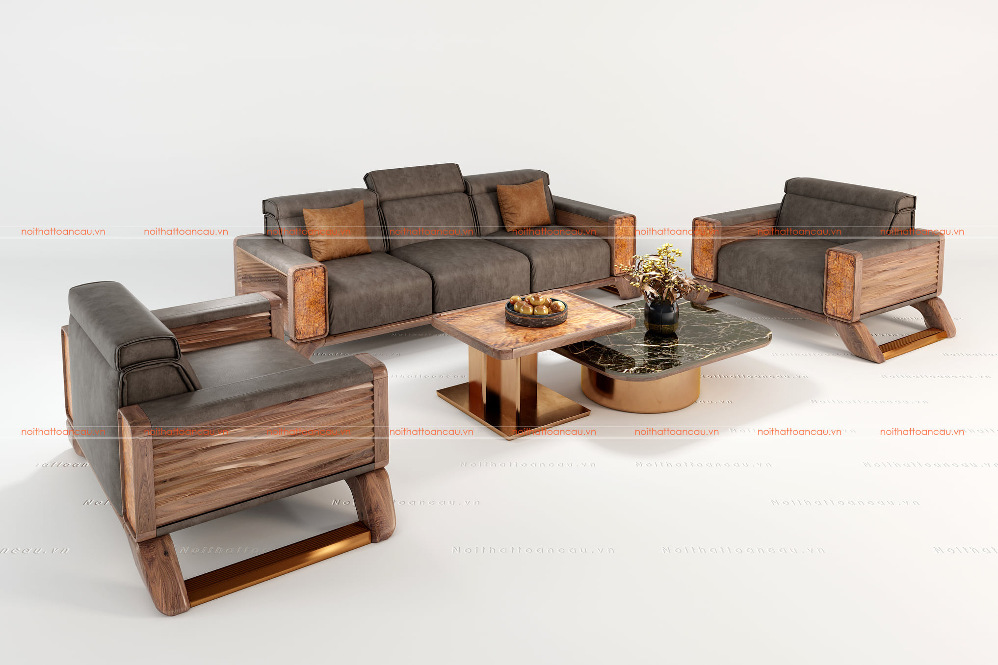 Salon gỗ óc chó hiện đại
